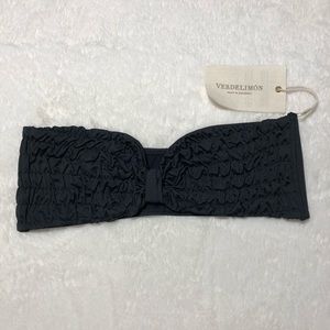 NEW Verdelimon Swimwear Loira Bikini Top Luxury Colombia Ruching Black Unique XL